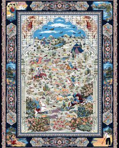 فرش ماشینی 1000 شانه طرح شکارگاه